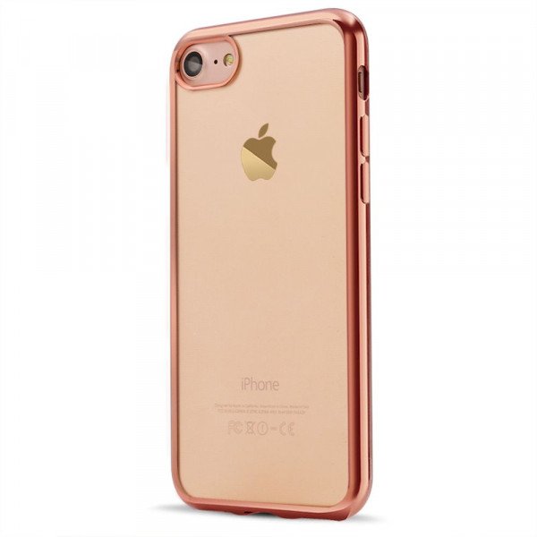 Wholesale iPhone 7 Crystal Clear Electroplate Hybrid Case (Rose Gold)